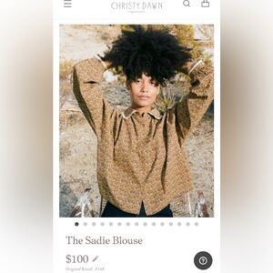 Christy Dawn The Sadie Blouse Golden Blooming Vine L Organic Cotton